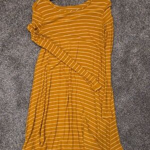 Old Navy Mustard Striped Long Sleeve Dress
